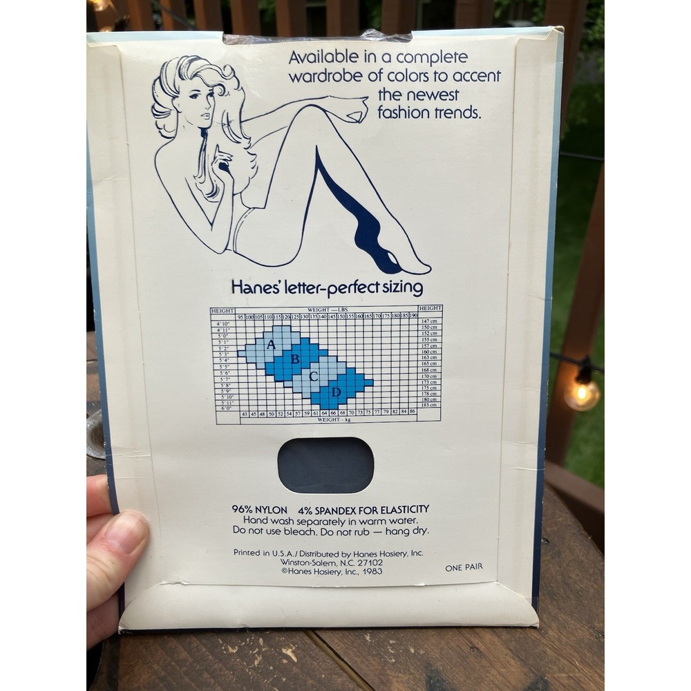 Vintage Hanes Olga Cassini Pantyhose Wedgewood Blue Size A Style 885 NOS - Picture 6 of 6